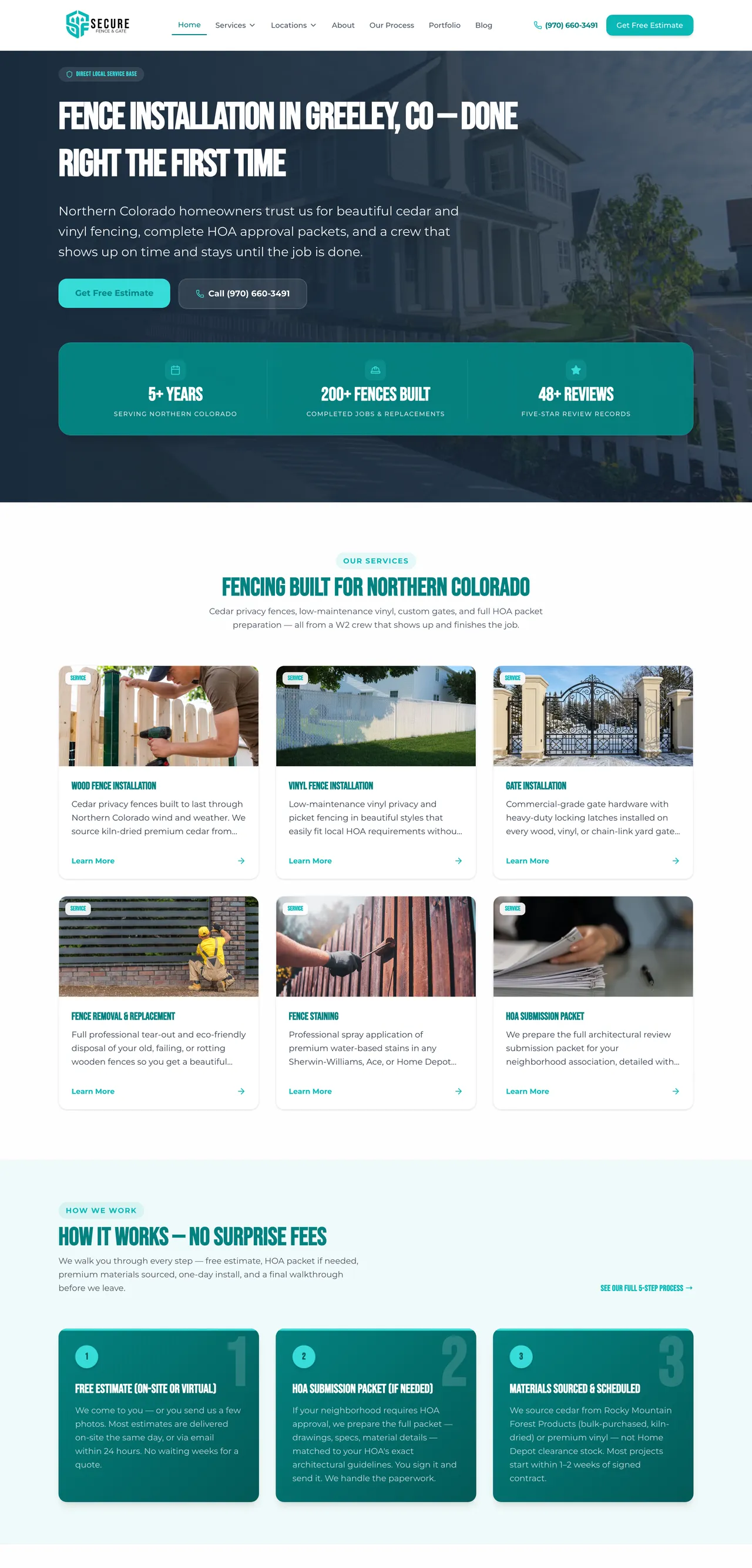 Secure Fence and Gate website, desktop view